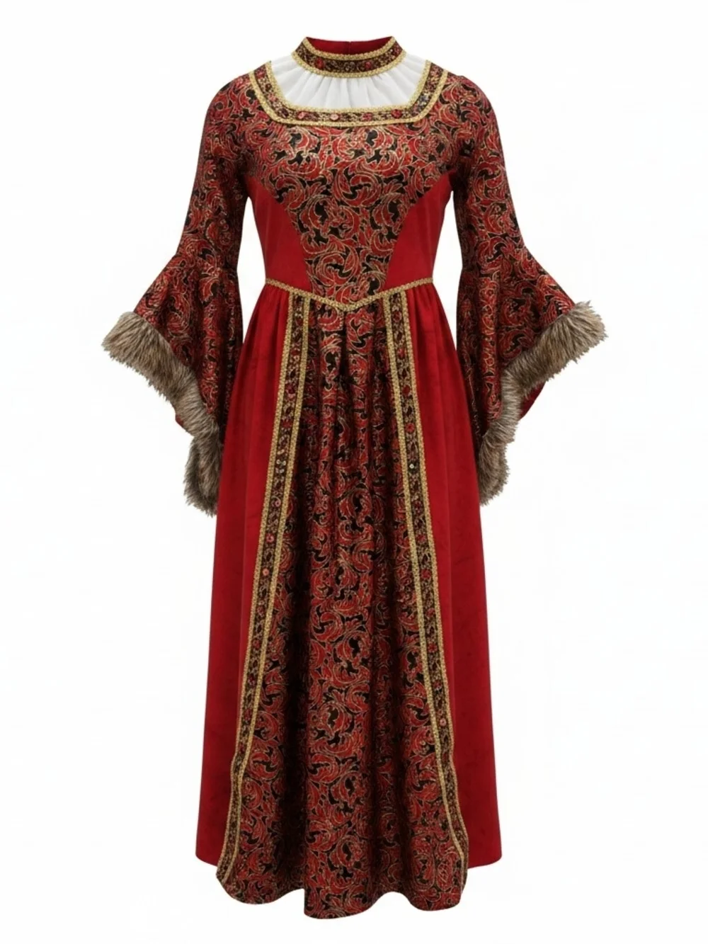 Chasing Fireflies Red and Gold Queen Isabella Medieval Princess Costume Dress